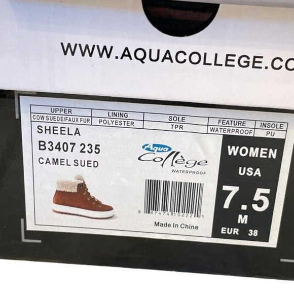 AQUA COLLEGE Women's Sheela Waterproof Booties in Camel - Size 7.5 M - Picture 7 of 9